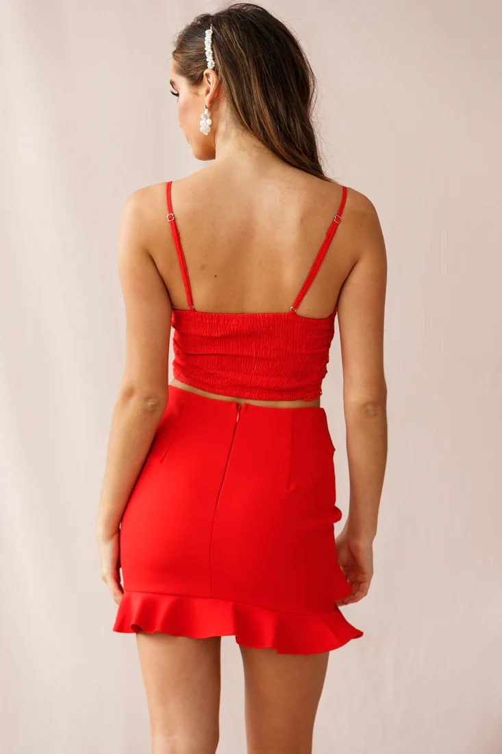 Mirage Crochet Lace Crop Top Red - Image 3