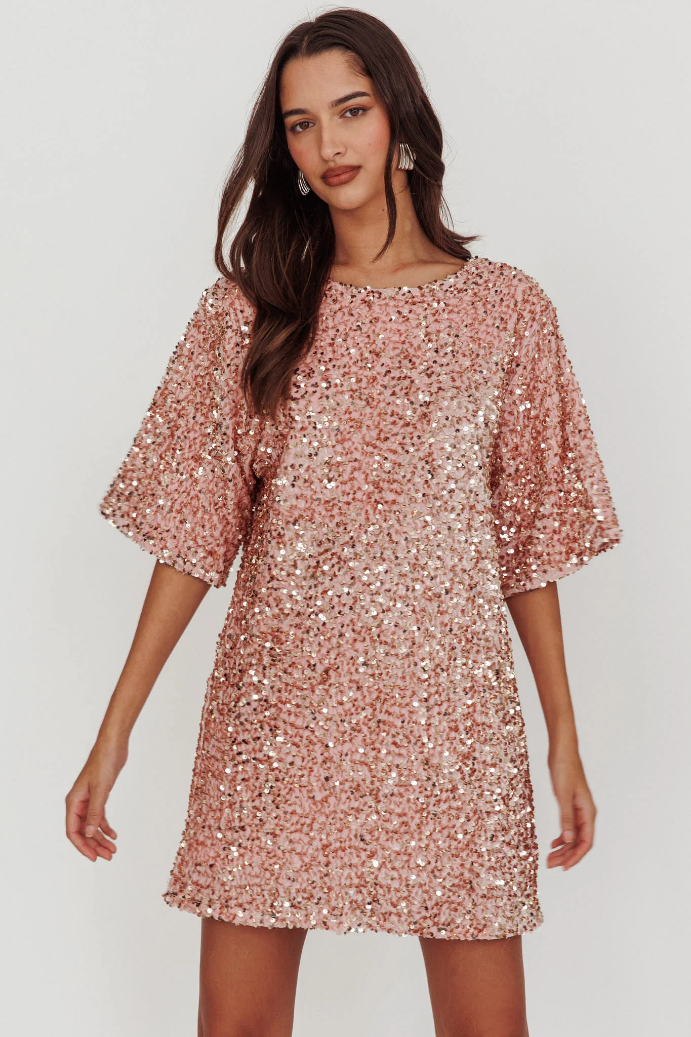Miramar Backless Sequin Dress Baby Pink - Image 2