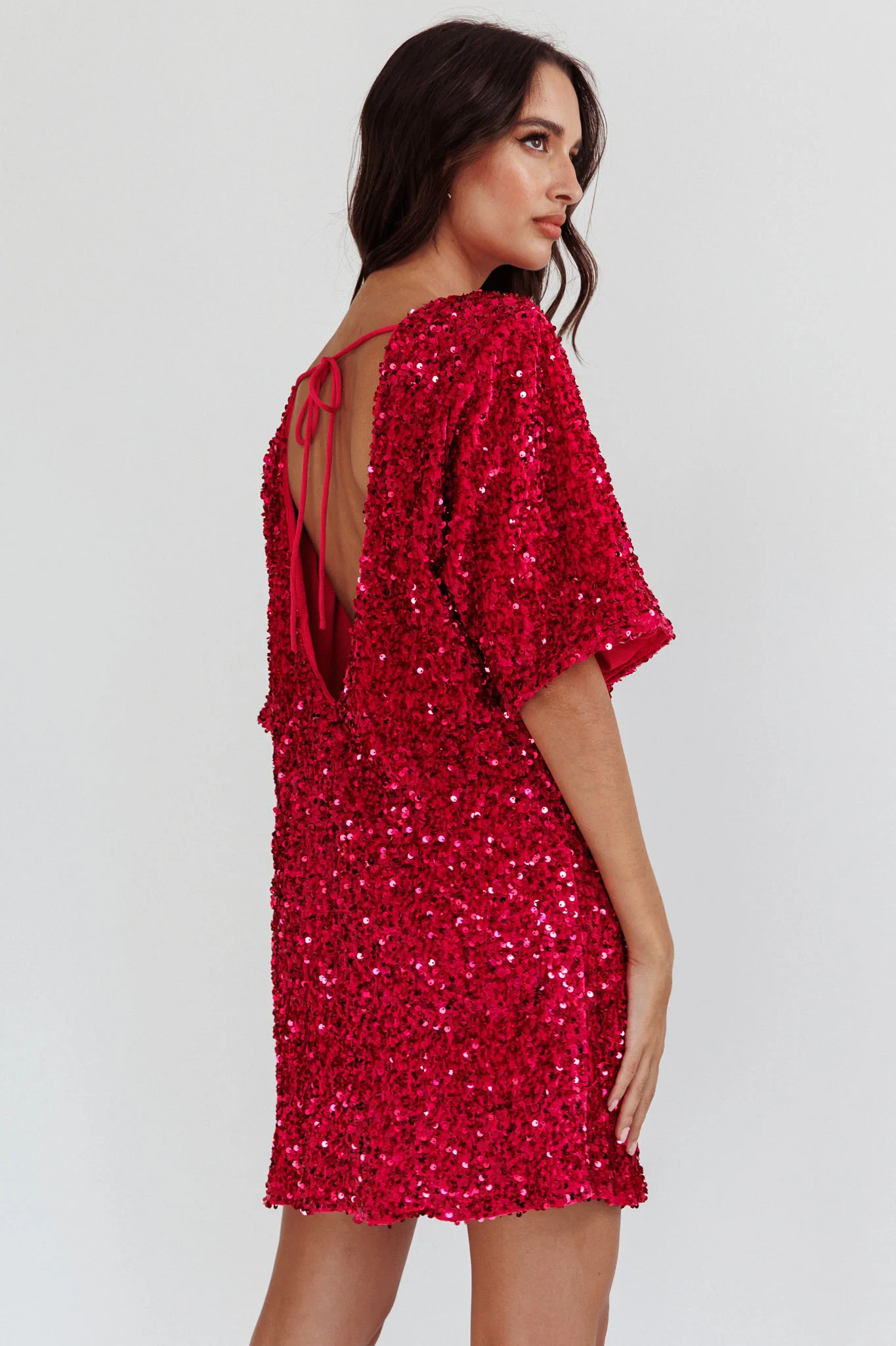 Miramar Backless Sequin Dress Fuchsia - Image 3