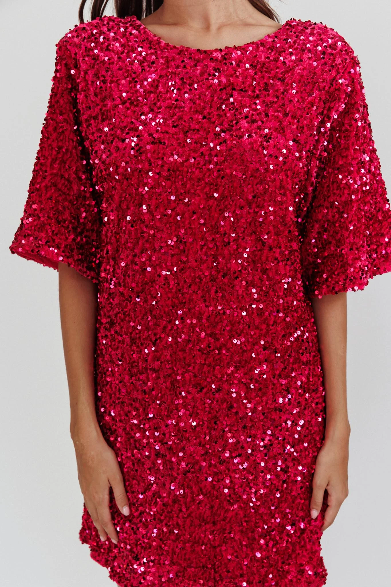 Miramar Backless Sequin Dress Fuchsia - Image 5