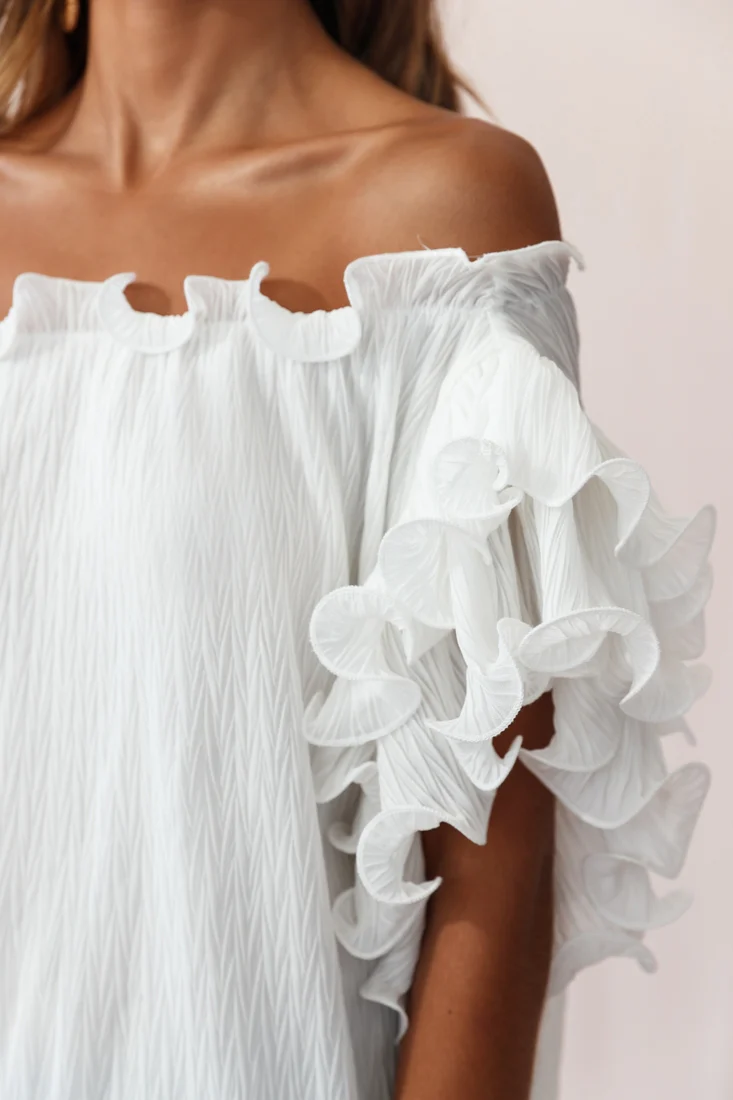 Miranda Ruffle Sleeve Top White - Image 4