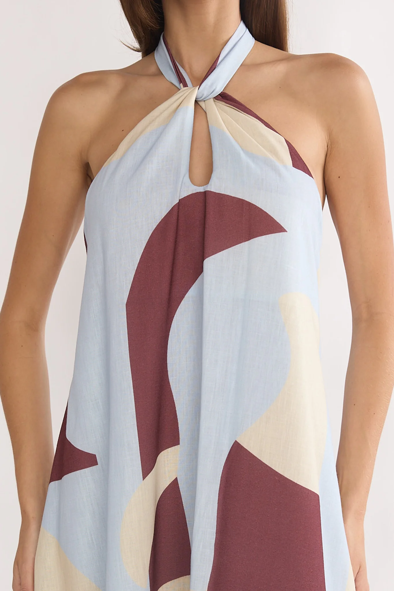 Mireille Backless Halter Maxi Dress Print Chocolate - Image 3