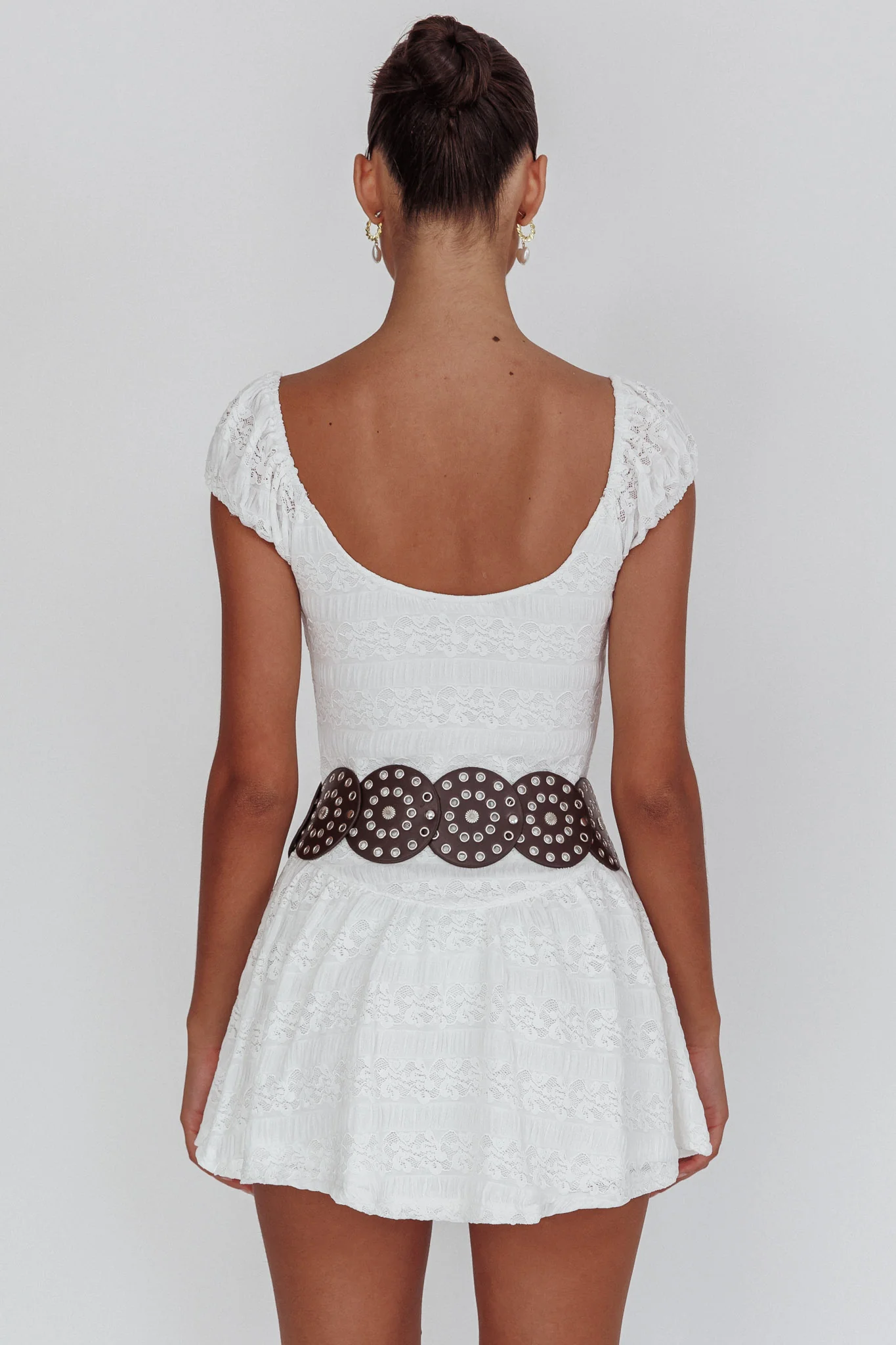 Mirela Cap Sleeve Lace Mini Dress White - Image 3