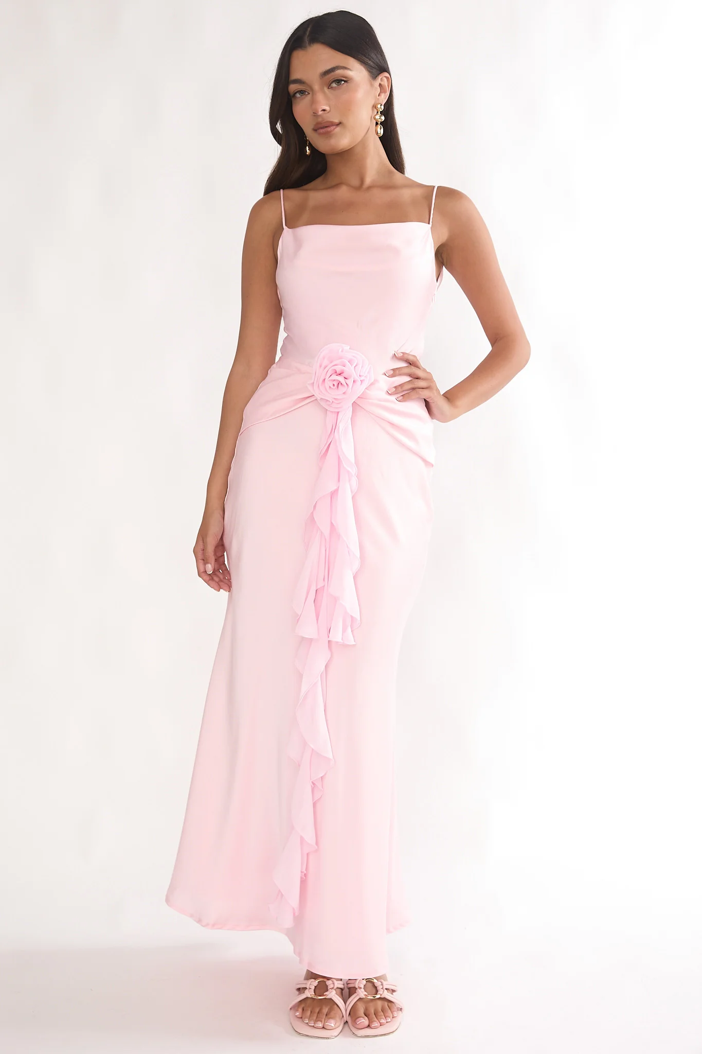Mirenna Rosette Waist Maxi Dress Light Pink - Image 5