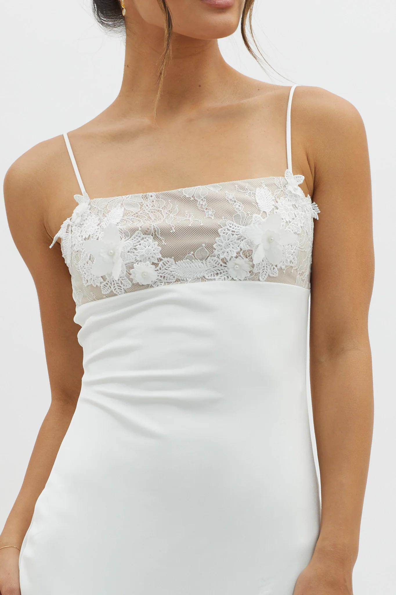 Misha Embellished Bust Midi Dress White - Image 3