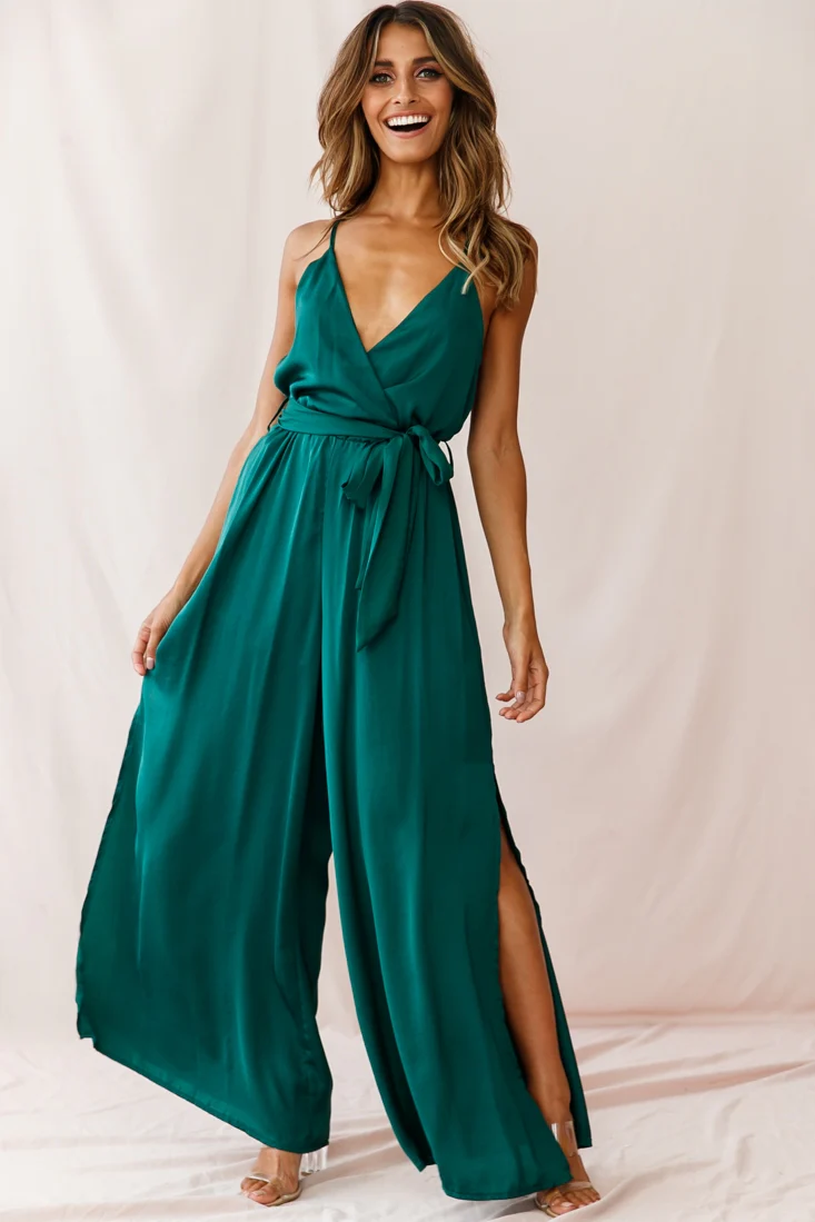 Miso Wide-Leg Cami Jumpsuit Forest Green - Image 2
