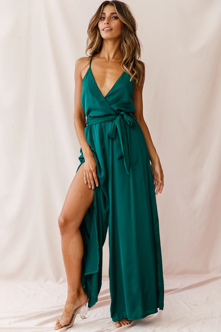 Miso Wide-Leg Cami Jumpsuit Forest Green - Image 4