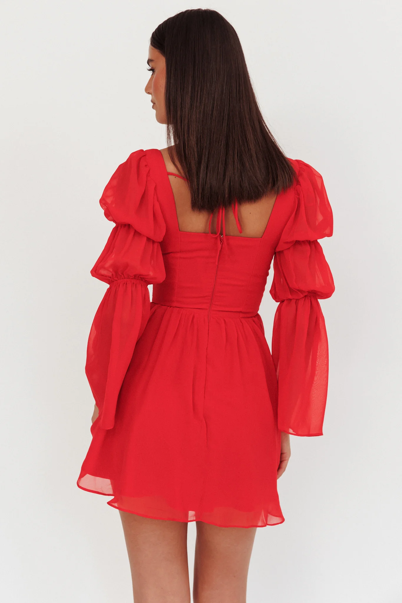 Miya Long Sleeve Mini Dress Red - Image 2