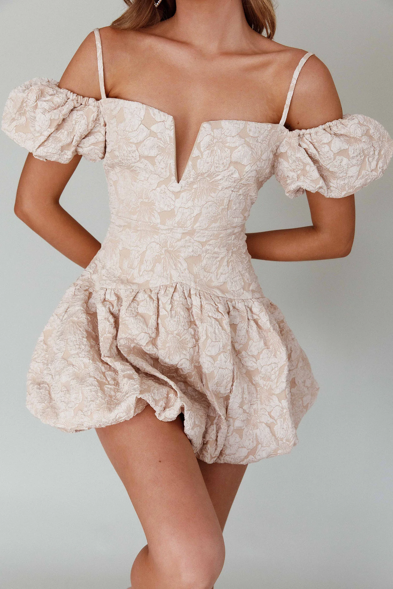 Mon Bebe Drop Waist Mini Dress Sand - Image 4