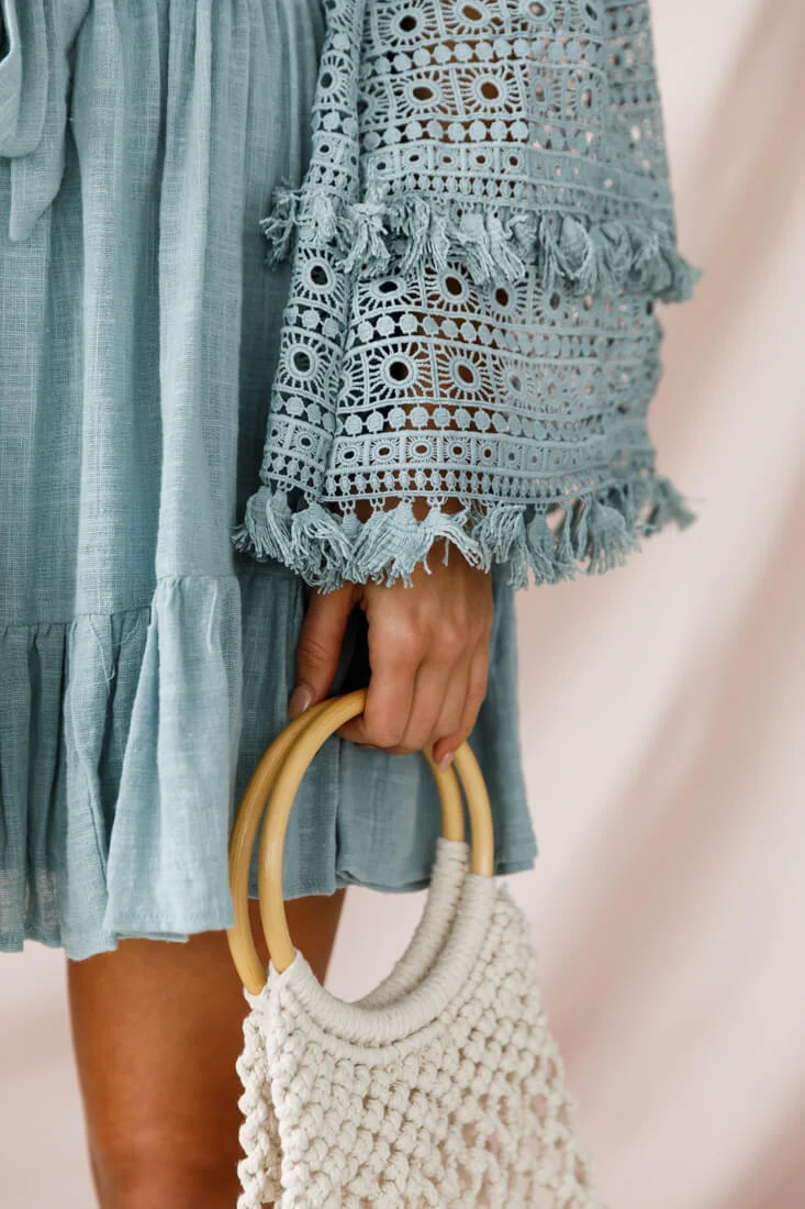 Mona Off-Shoulder Embellished Sleeve Dress Sage - Image 5