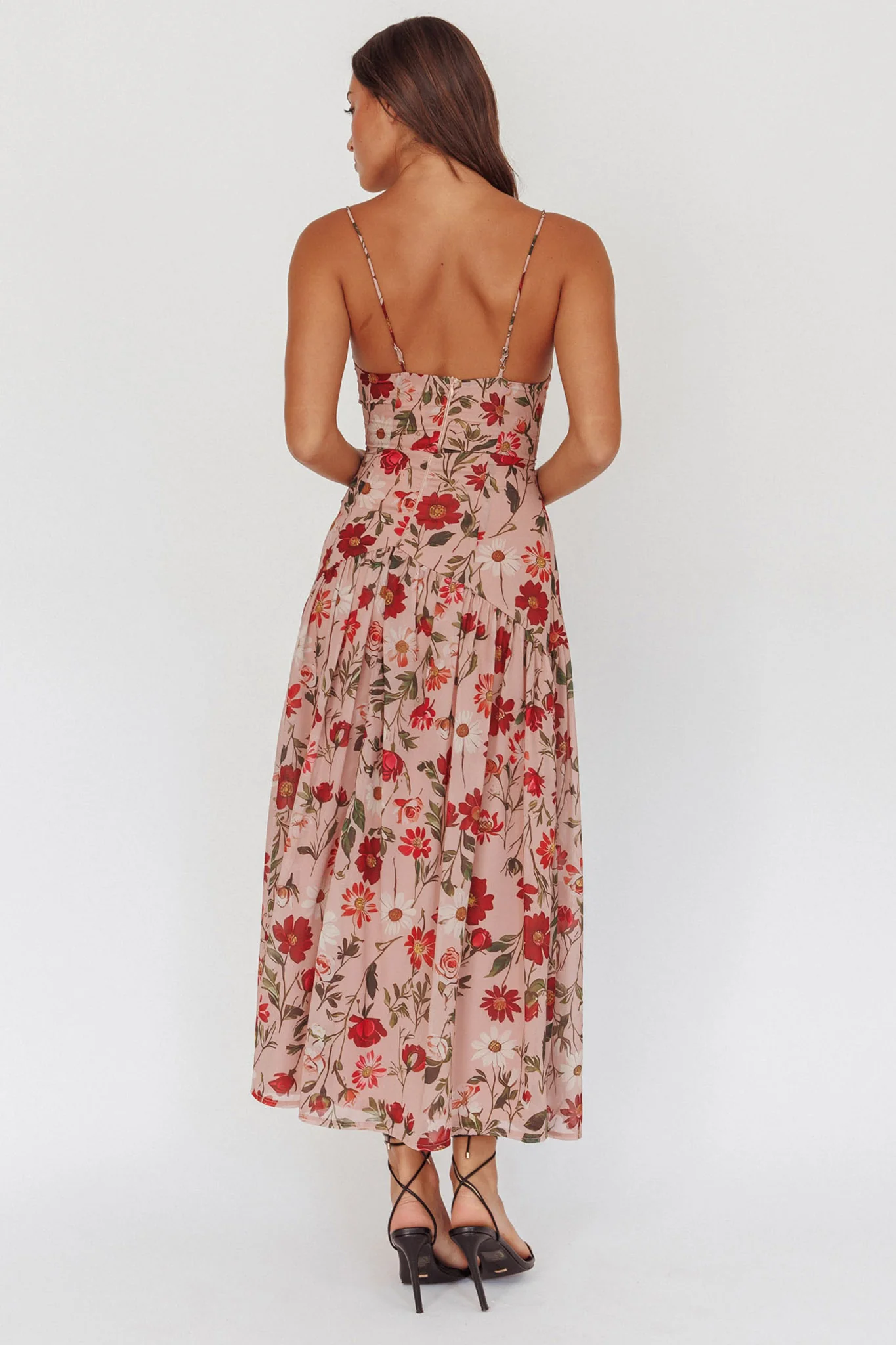 Monday Muse Drop Waist Maxi Dress Floral Red - Image 2