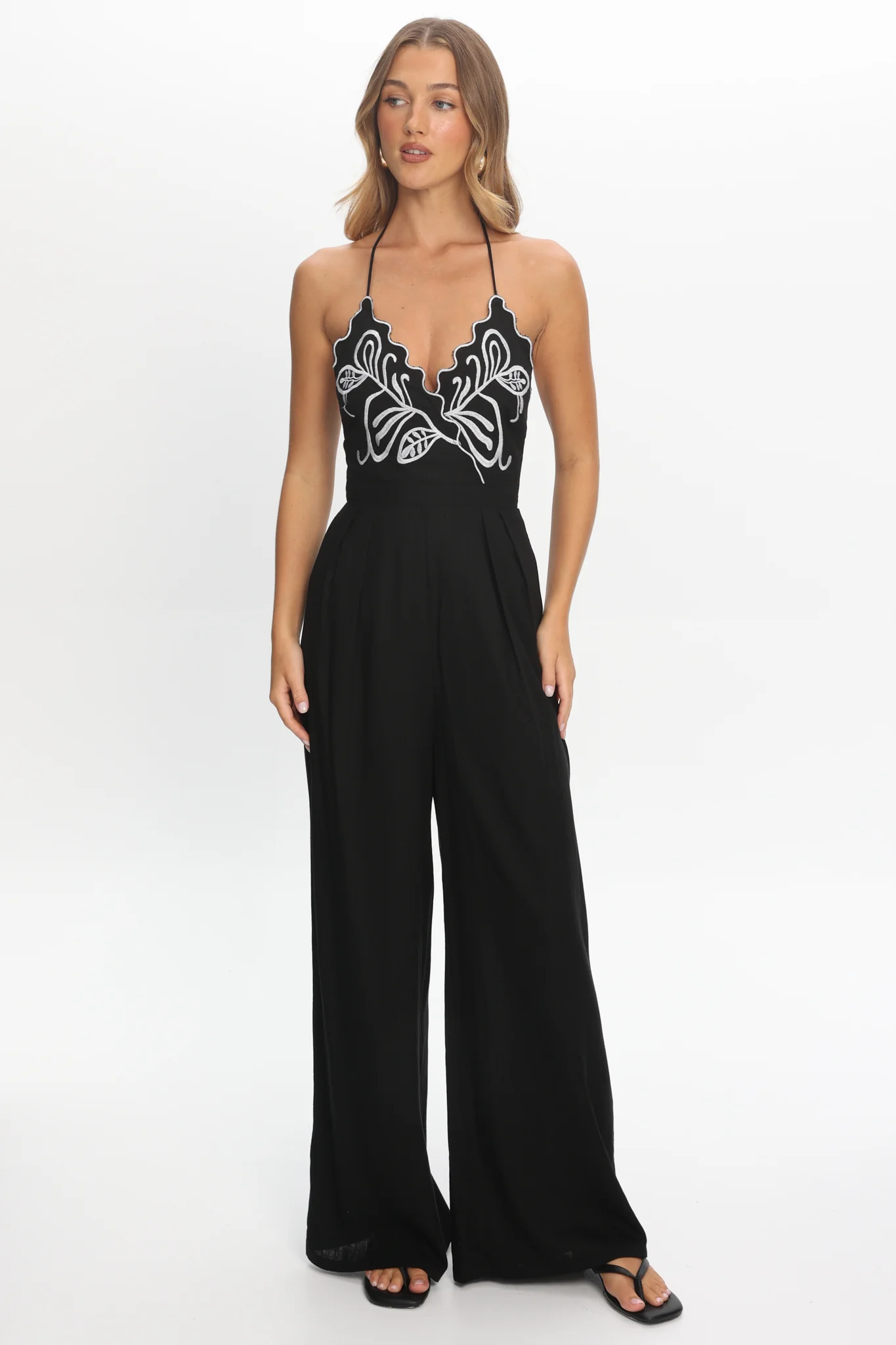 Mondo Embroidery Bust Jumpsuit Black
