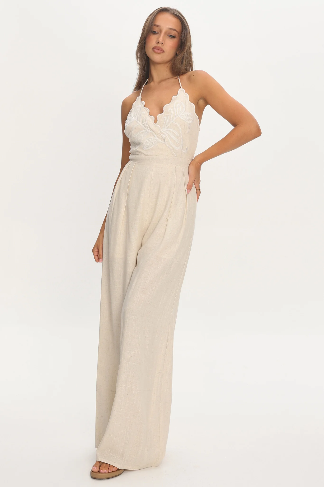 Mondo Embroidery Bust Jumpsuit Oat - Image 2