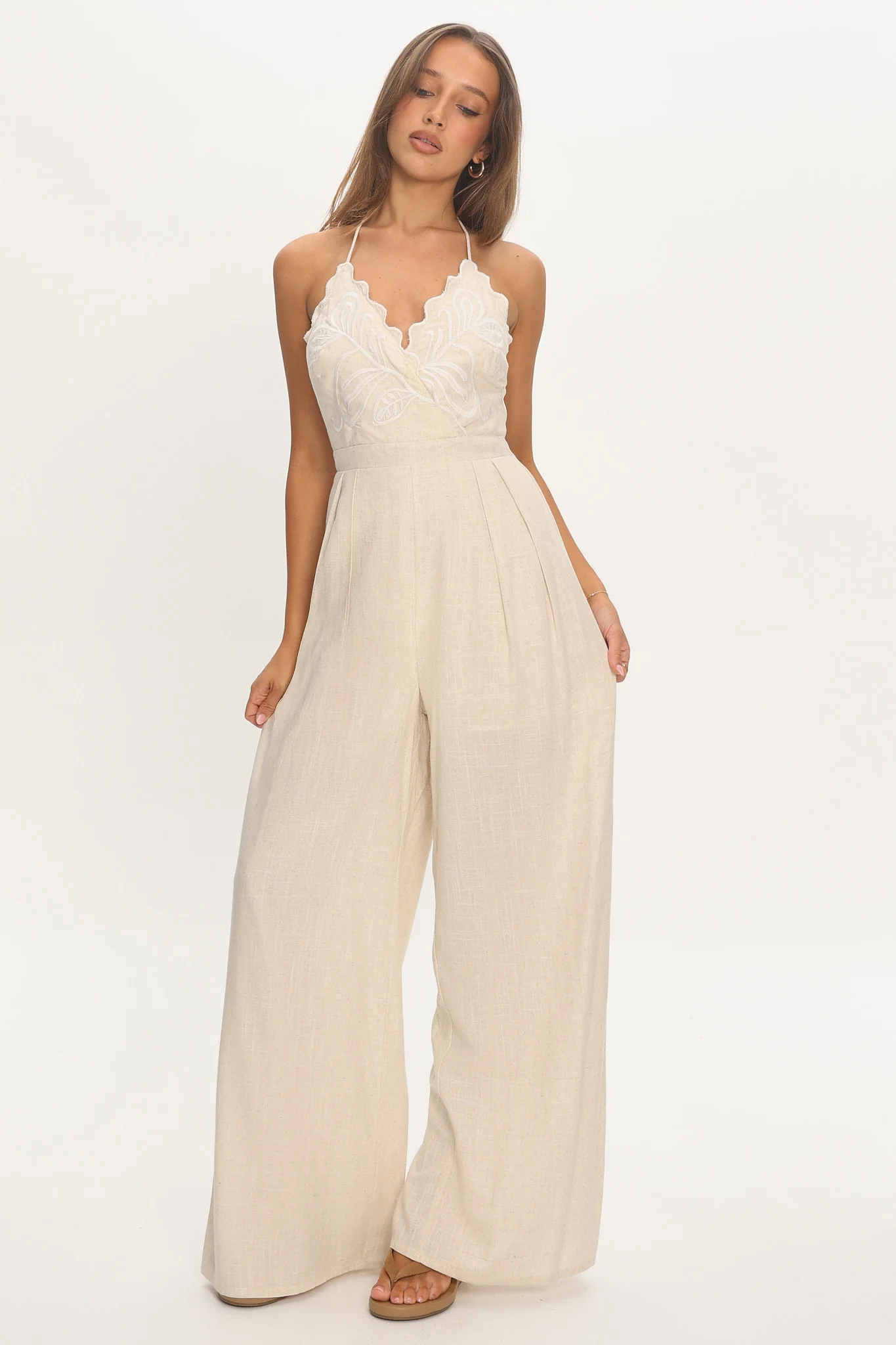 Mondo Embroidery Bust Jumpsuit Oat - Image 5