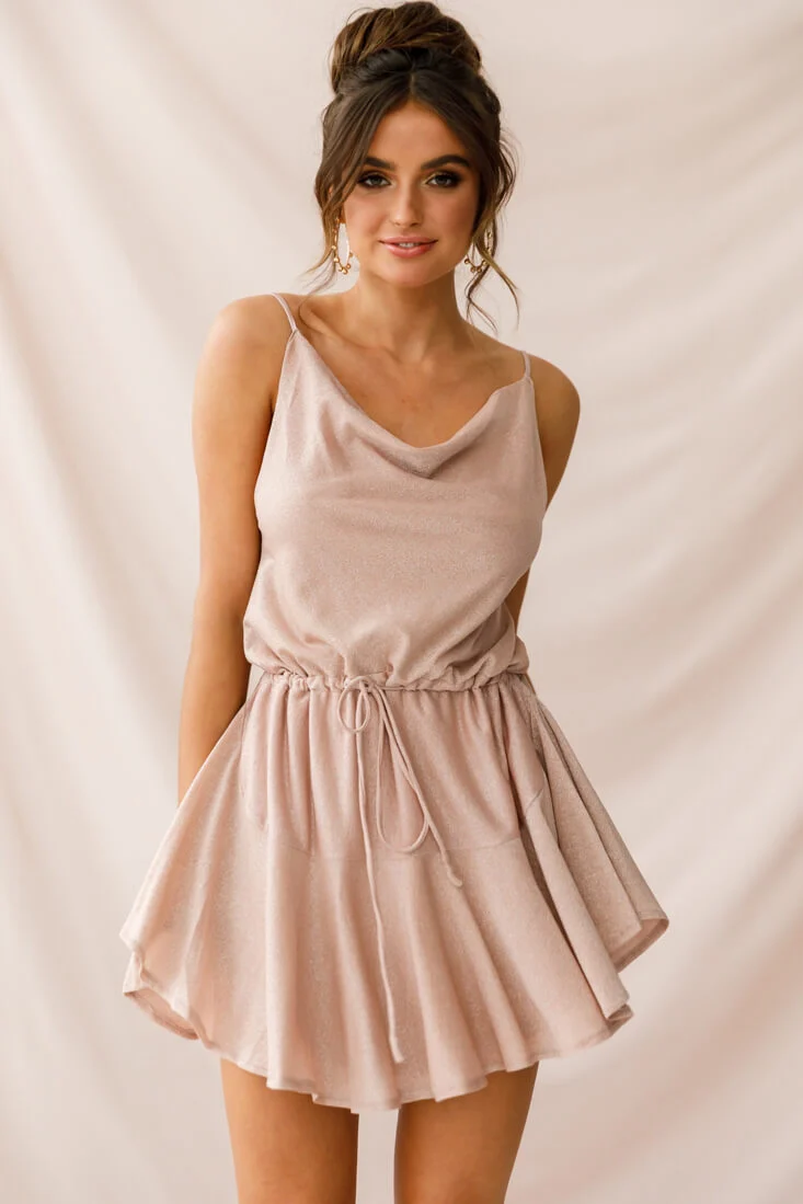 Monique Cowl Neck Drawstring Dress Champagne - Image 5