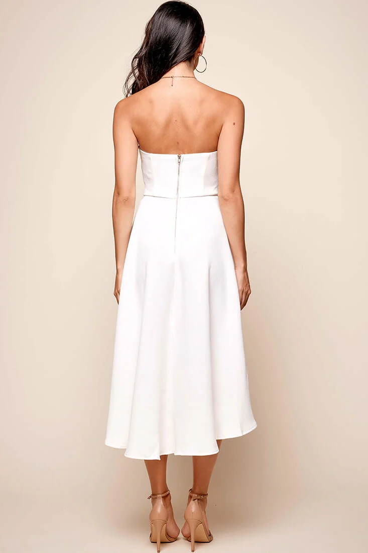 Monogram Strapless Midi Dress White - Image 4