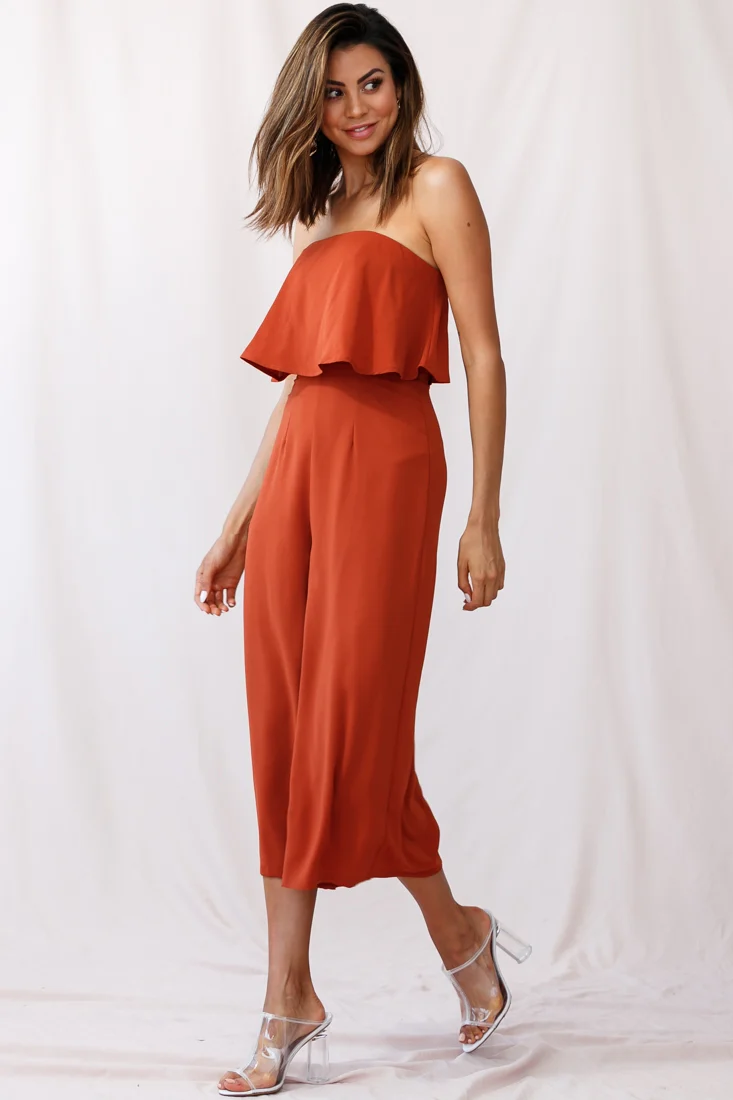 Monserrat Frill Bust Jumpsuit Umber - Image 2