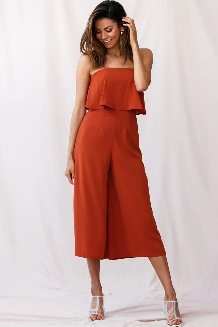 Monserrat Frill Bust Jumpsuit Umber - Image 5