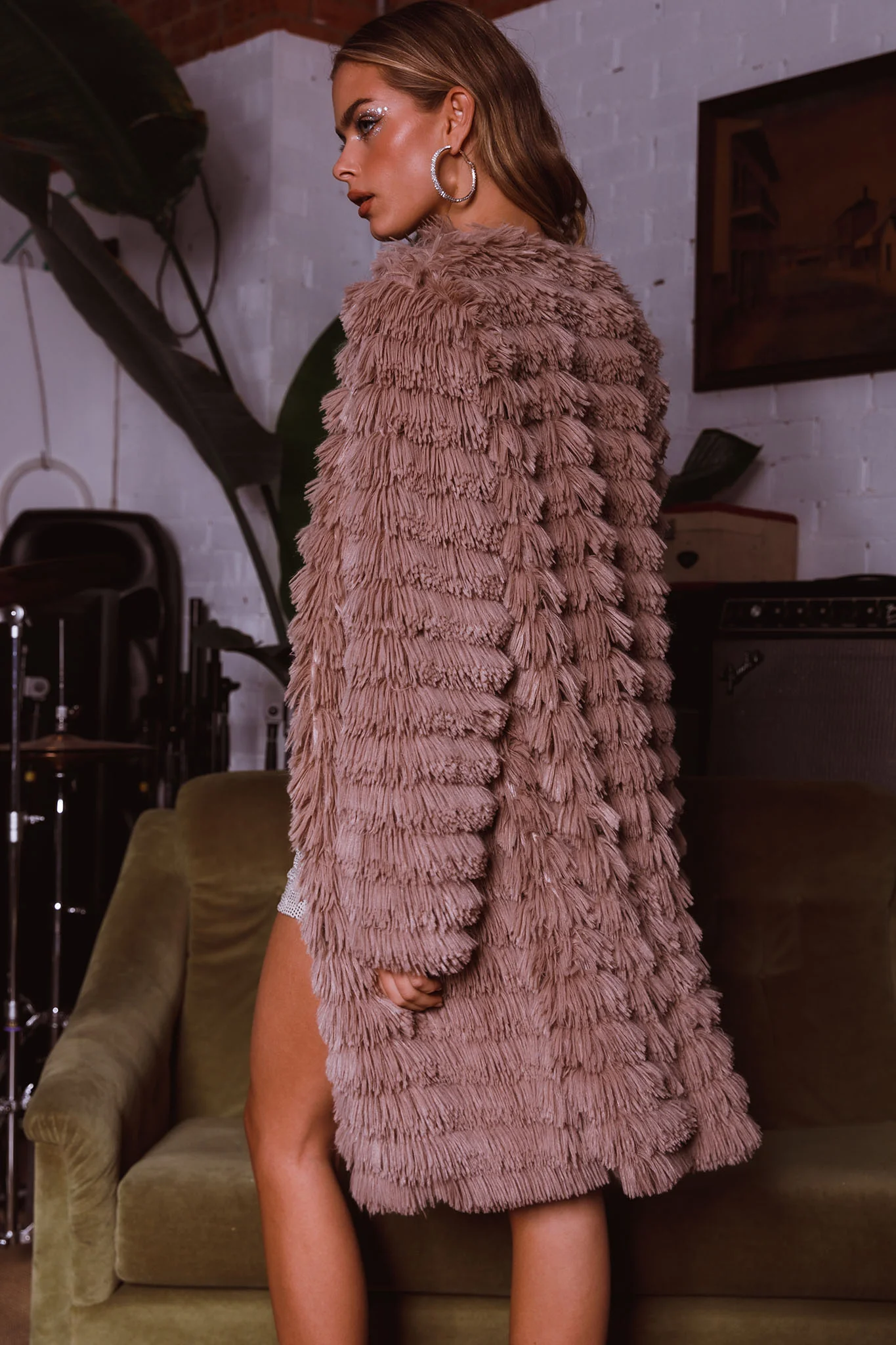 Montana Faux Fur Long Jacket Mocha - Image 2