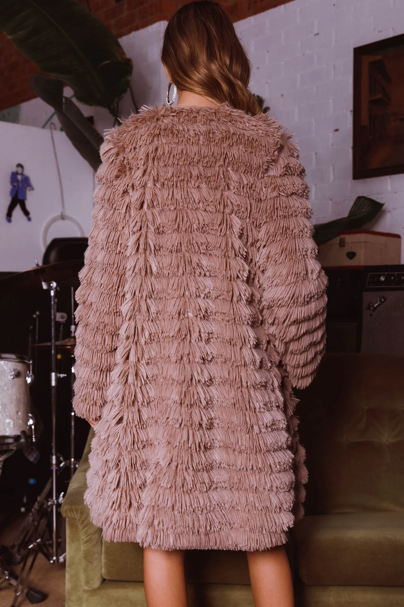 Montana Faux Fur Long Jacket Mocha - Image 7