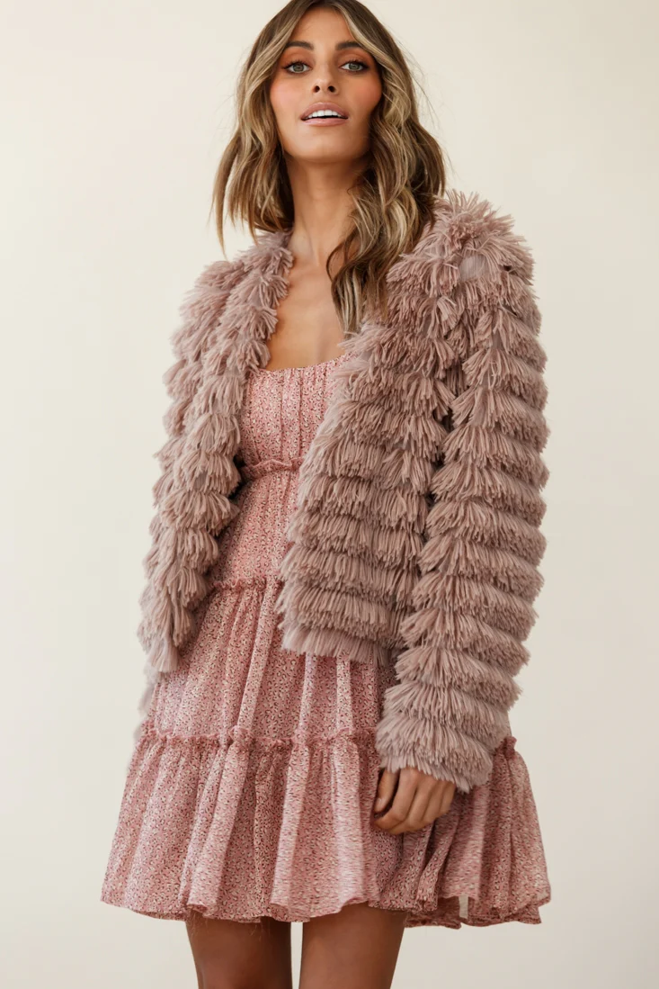 Montana Shaggy Faux Fur Jacket Camel - Image 10