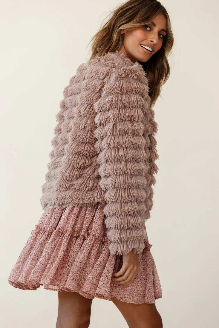 Montana Shaggy Faux Fur Jacket Camel - Image 11