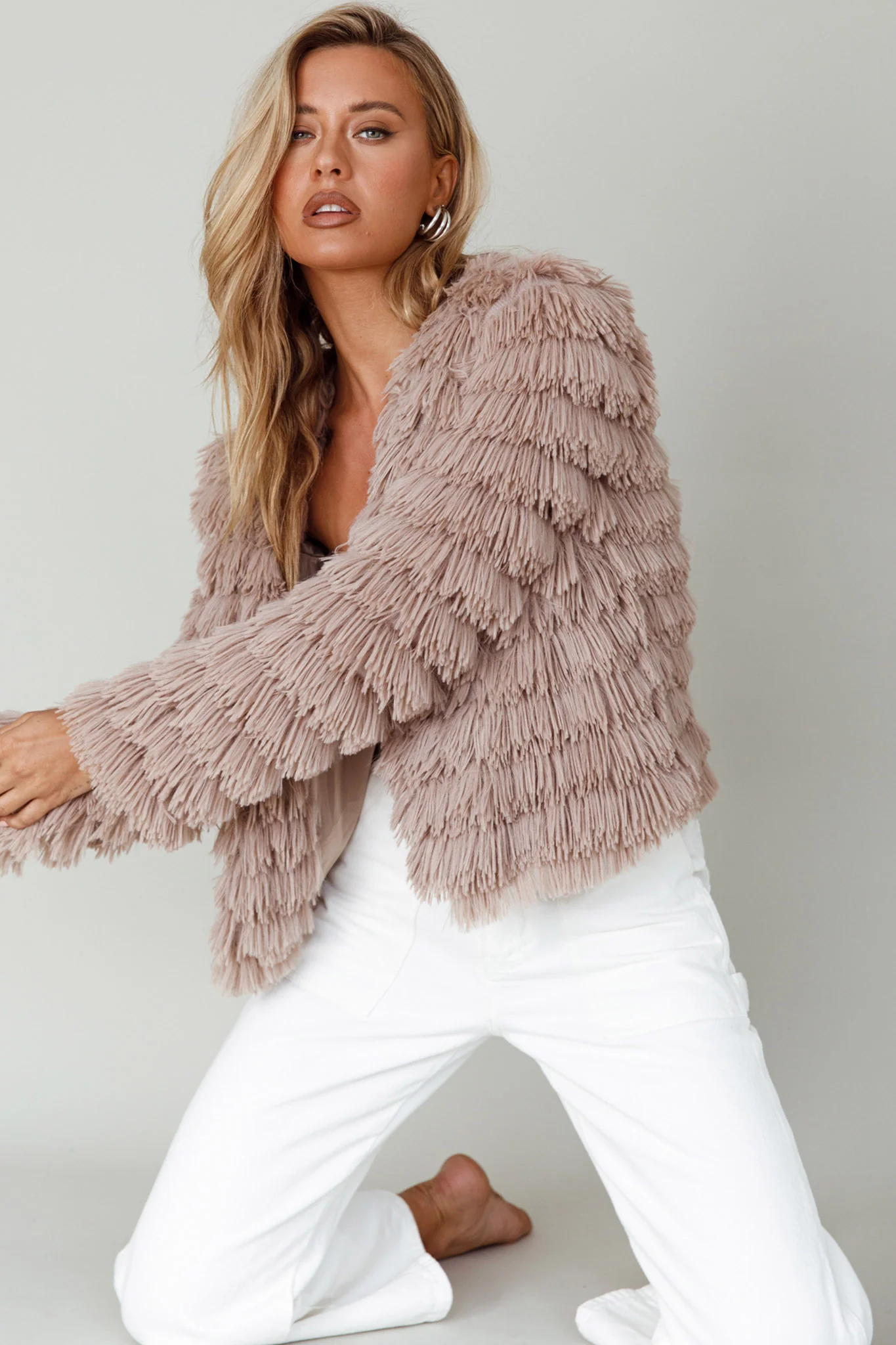 Montana Shaggy Faux Fur Jacket Camel - Image 14