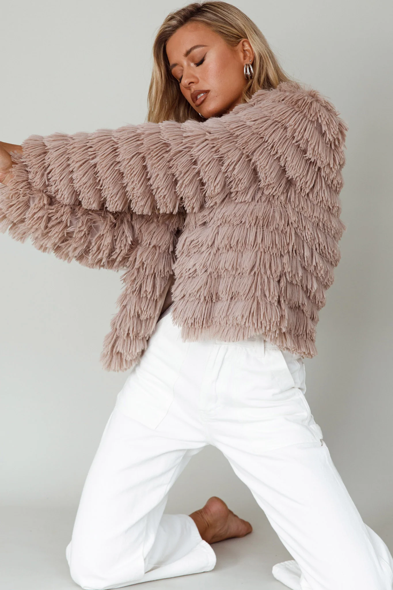 Montana Shaggy Faux Fur Jacket Camel - Image 15