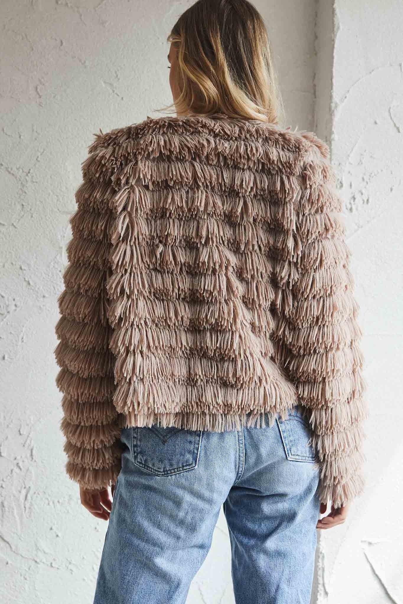 Montana Shaggy Faux Fur Jacket Camel - Image 6