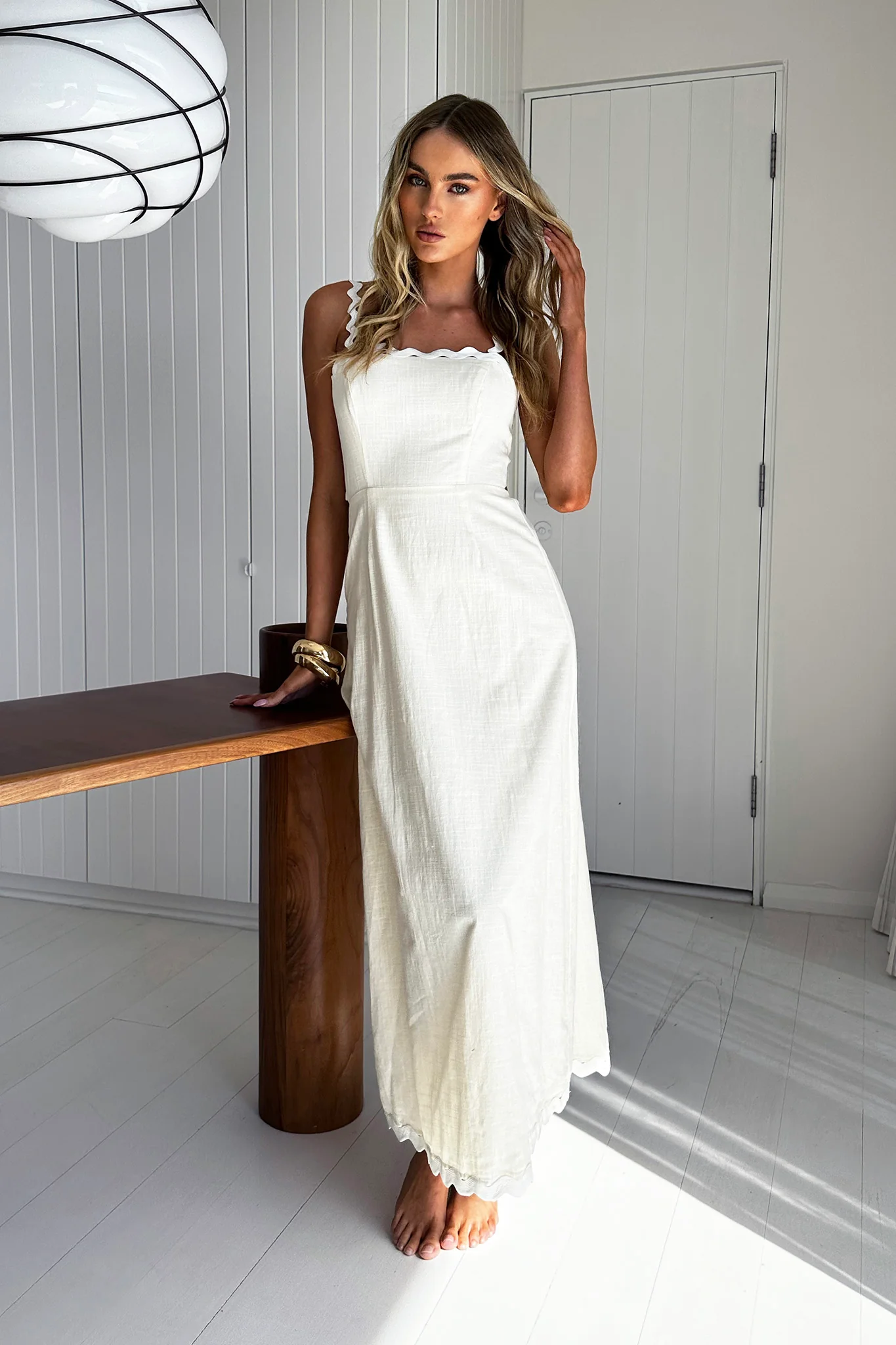 Montego Bay Ric Rac Strap Maxi Dress Oat - Image 2
