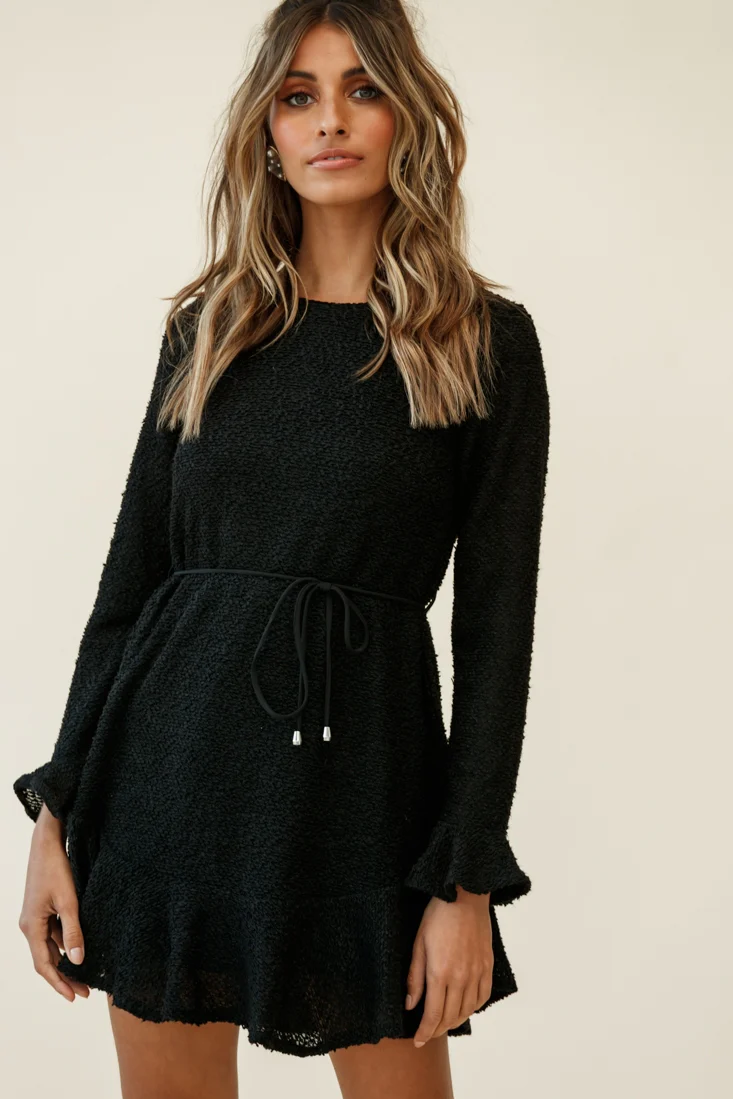 Montville Long Sleeve Knit Dress Black - Image 4