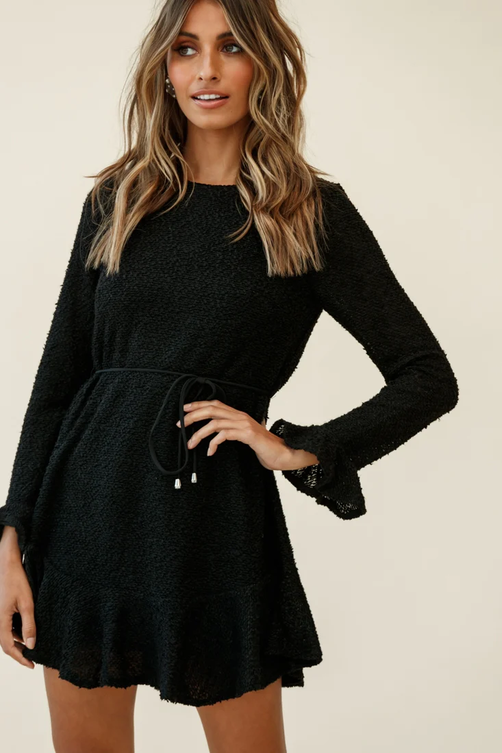 Montville Long Sleeve Knit Dress Black - Image 5