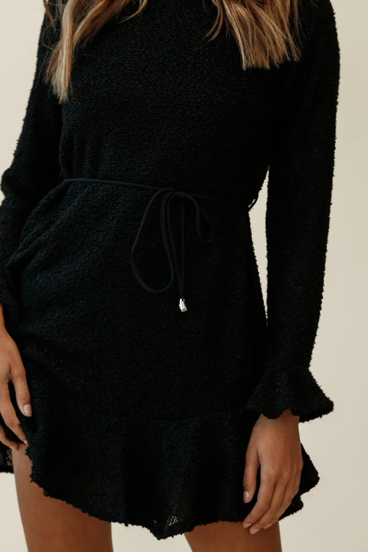 Montville Long Sleeve Knit Dress Black - Image 7