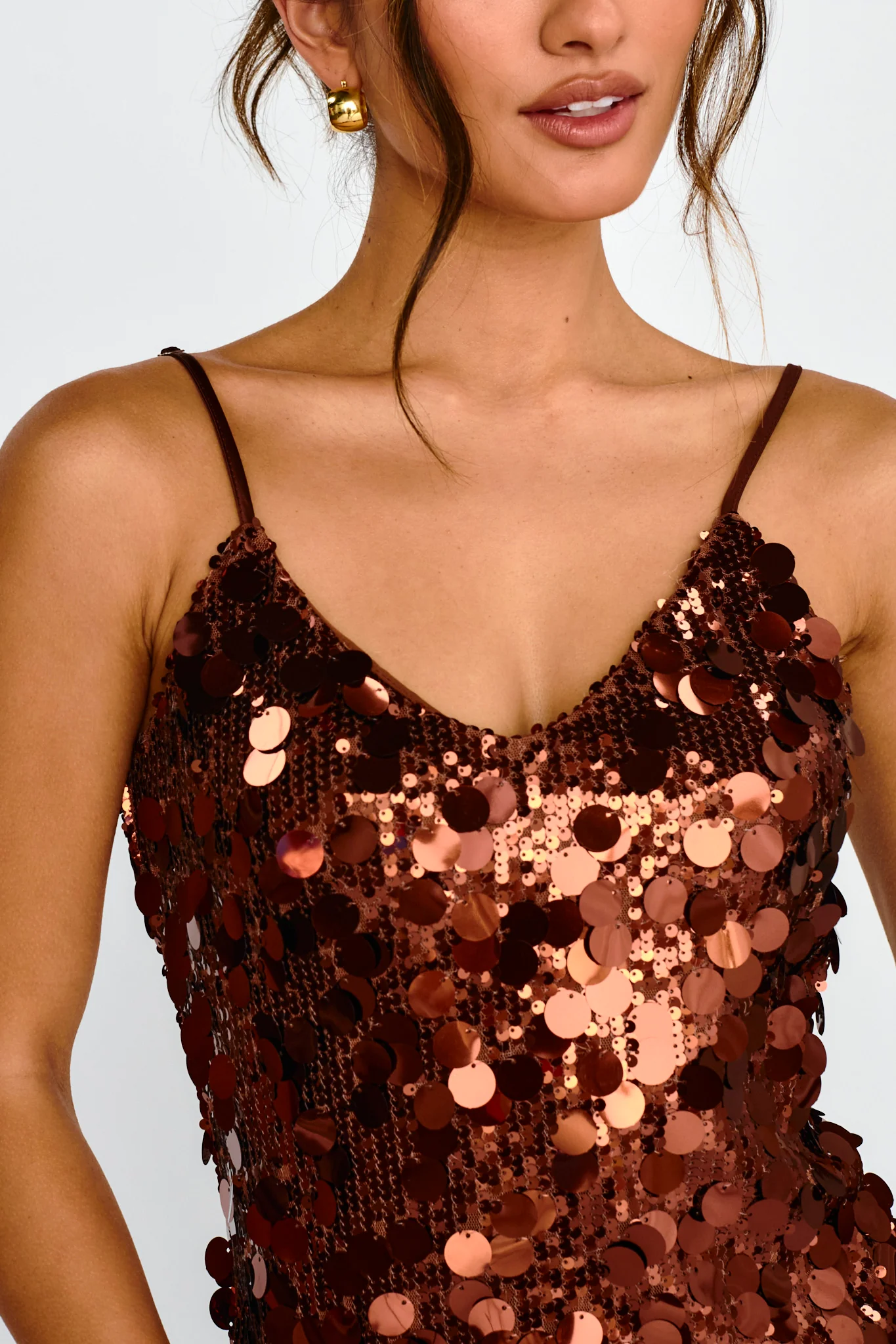 Moon Dust Sequin Mini Dress Copper - Image 3