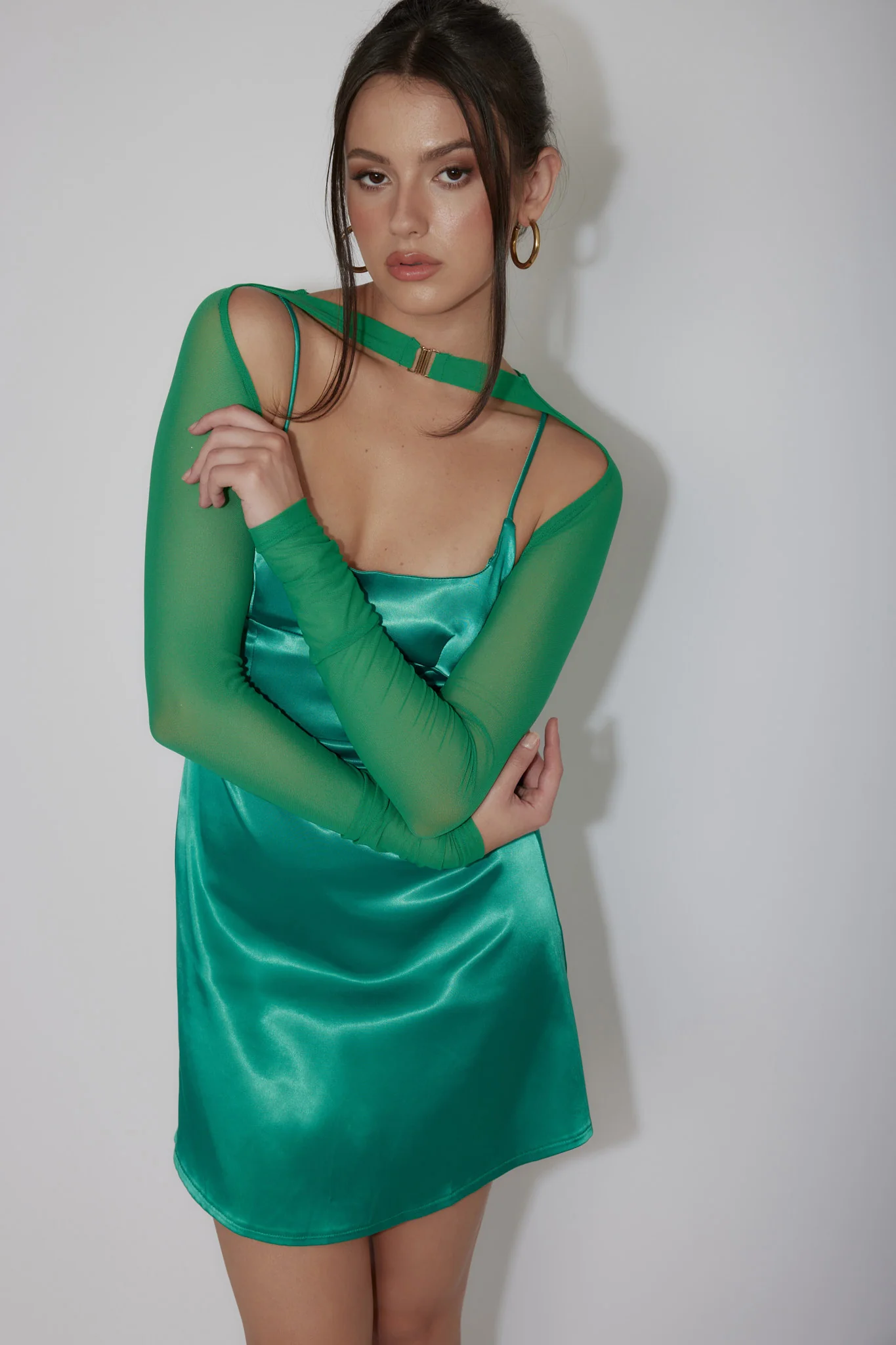 Moon Rising Faux Bolero Mini Dress Green - Image 2