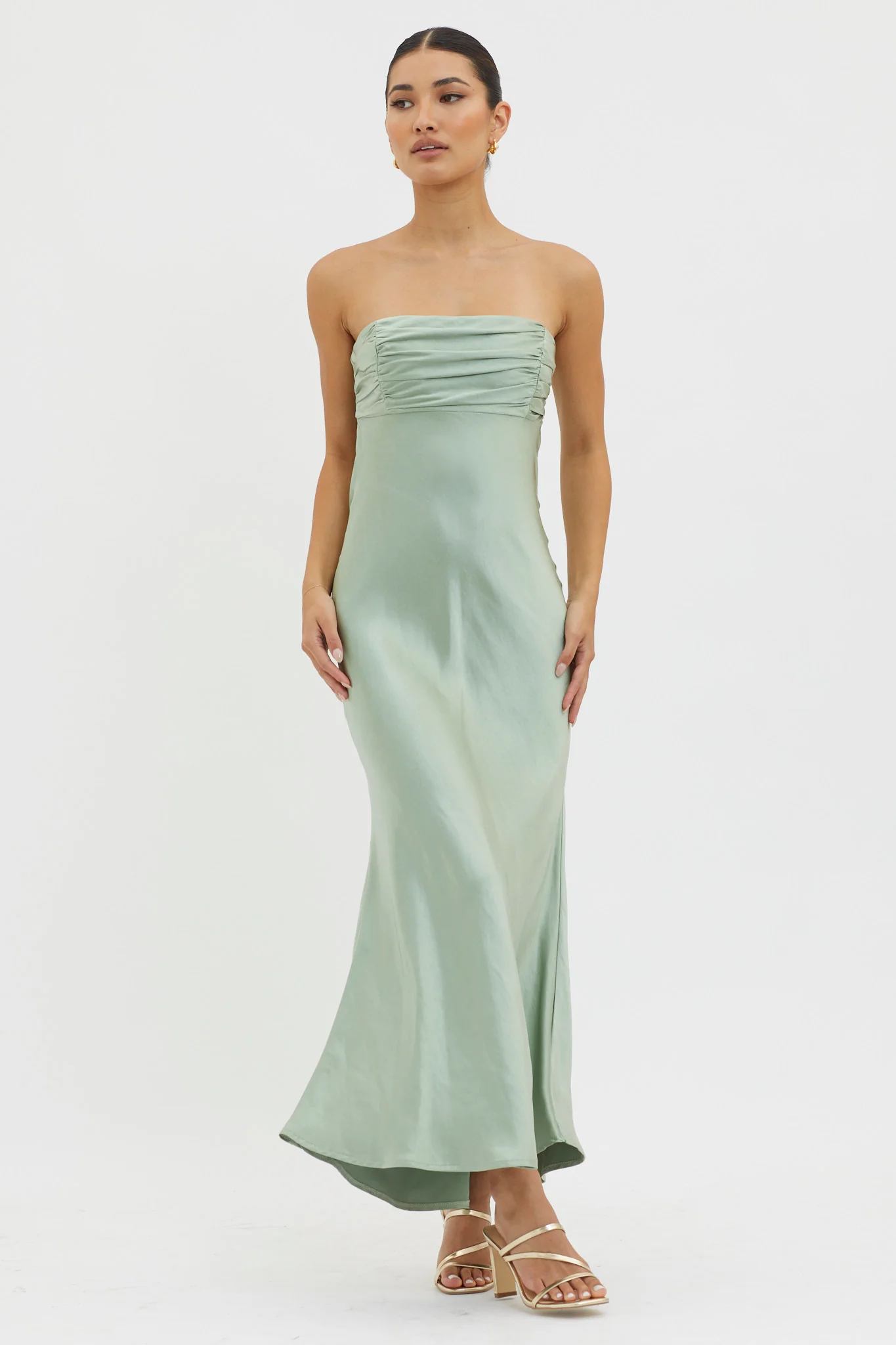 Moon Song Strapless Laced Back Dress Matcha - Image 6
