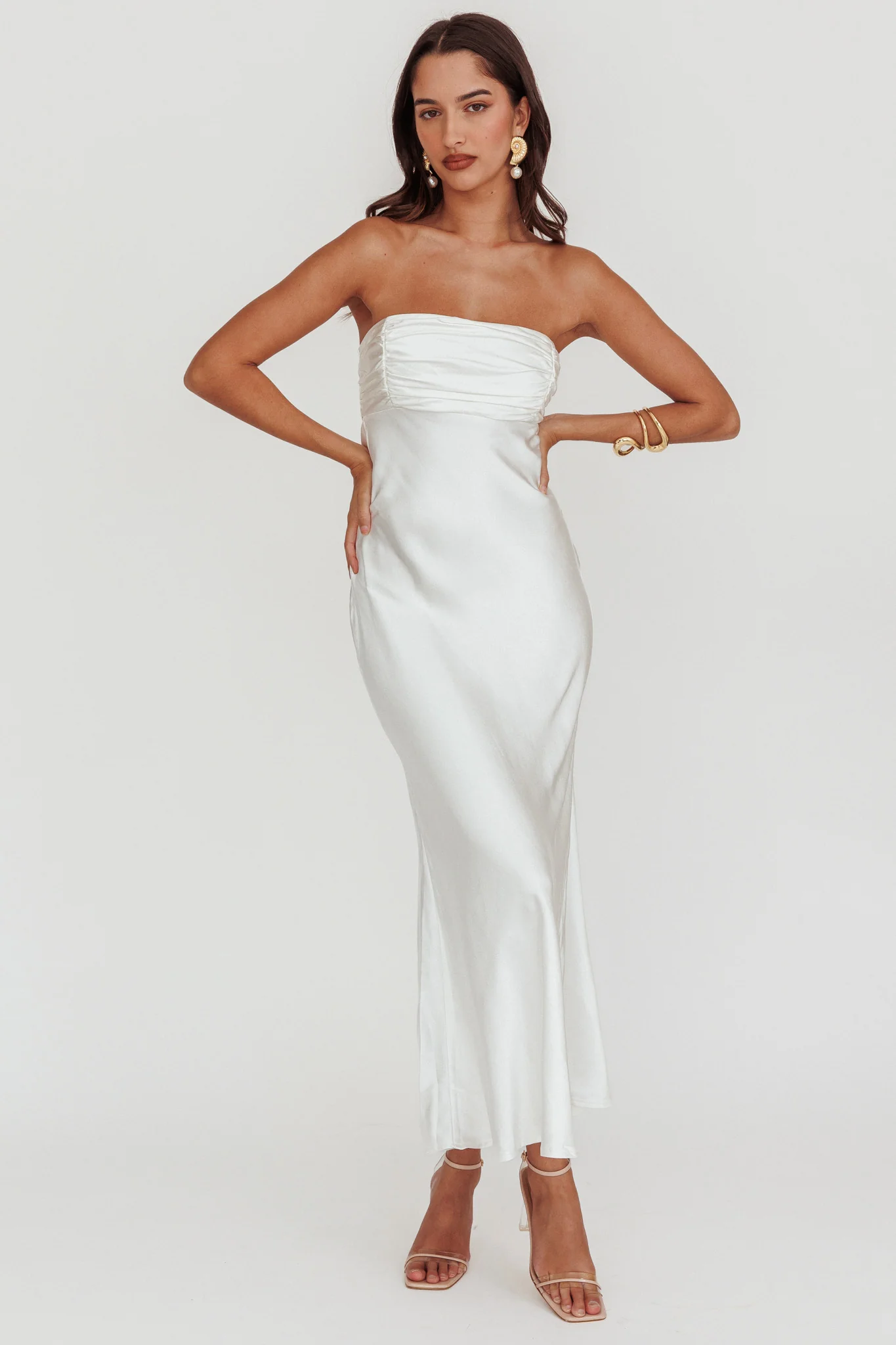 Moon Song Strapless Laced Back Dress Off White - Image 5