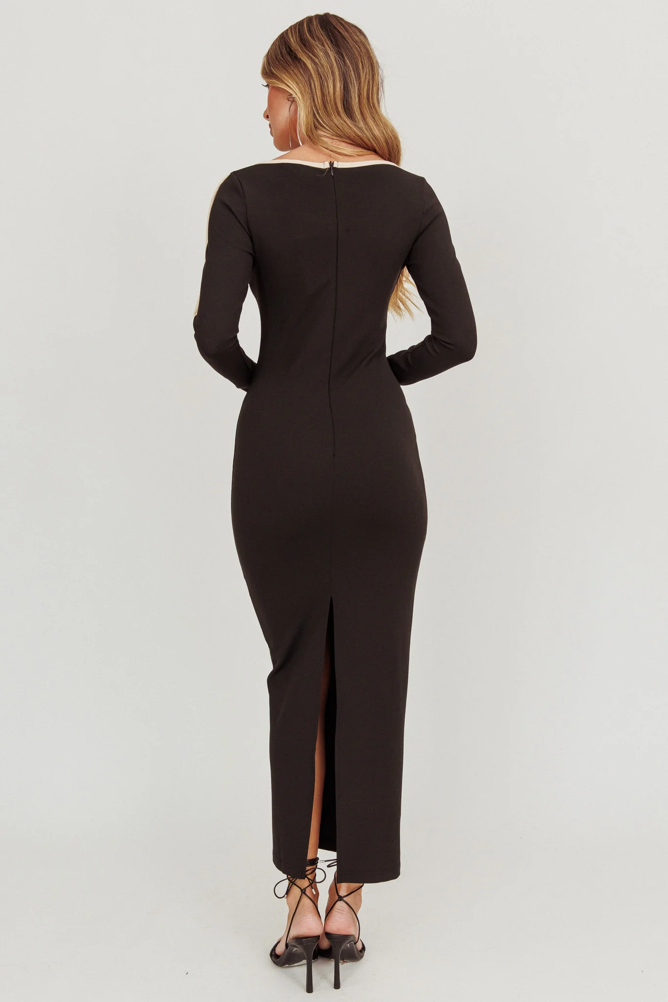 Moonglade Long Sleeve Bodycon Maxi Dress Black - Image 2