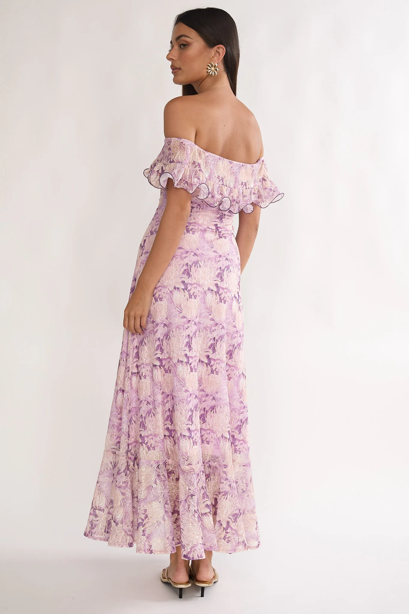 Moonlit Magic Off-Shoulder Maxi Dress Floral Dress - Image 3
