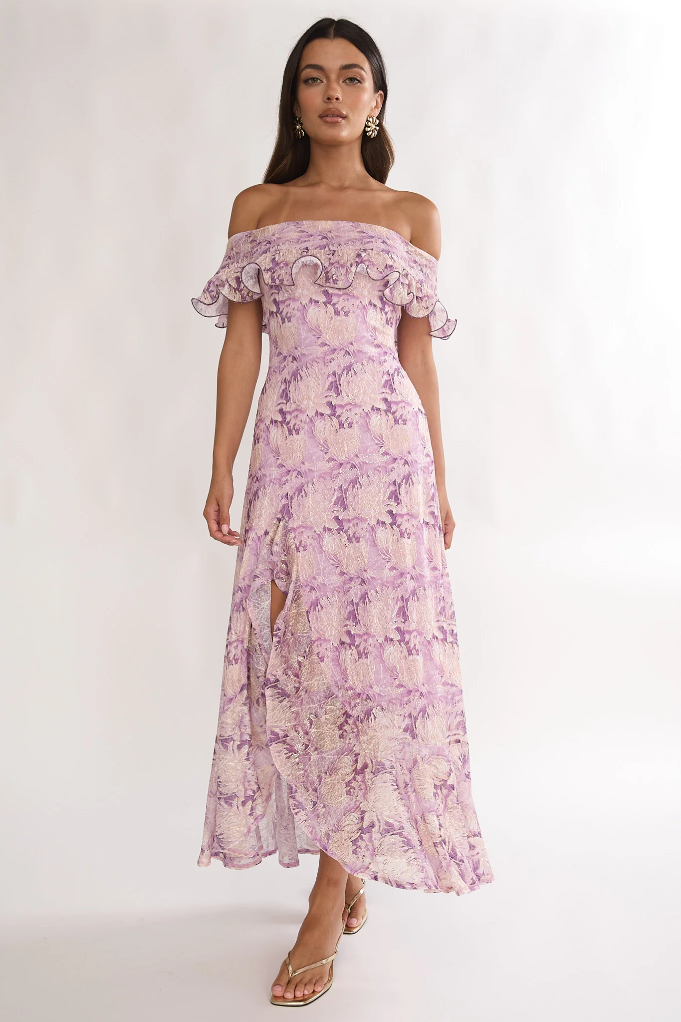Moonlit Magic Off-Shoulder Maxi Dress Floral Dress - Image 5