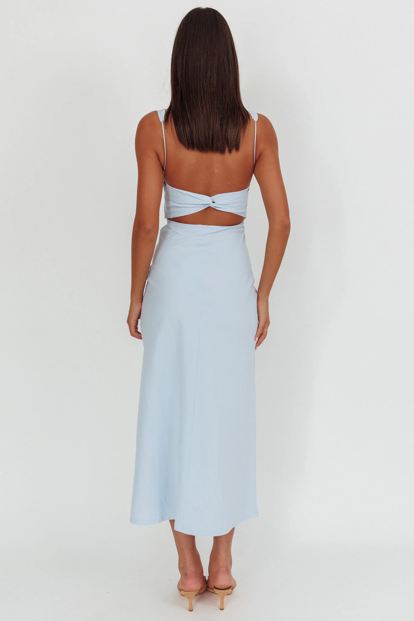 Moonlit Reverie Twist Back Maxi Dress Blue - Image 2
