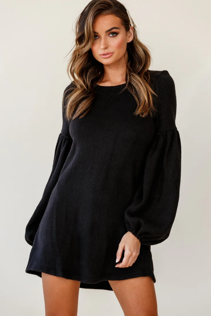Morais Puff Sleeved Sweater Dress Black - Image 5