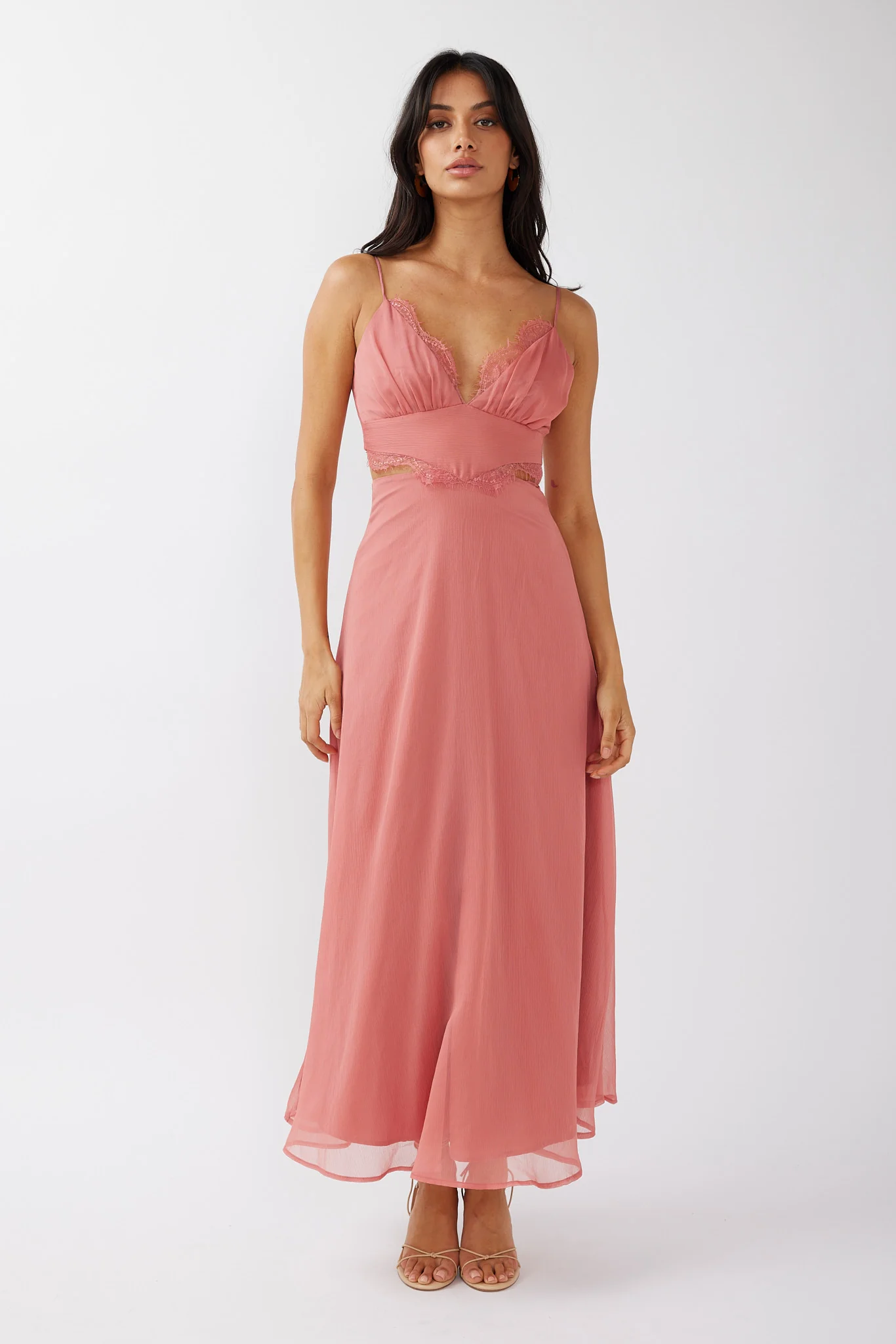 More Love Lace Trim Cut-Out Midi Dress Pink - Image 5