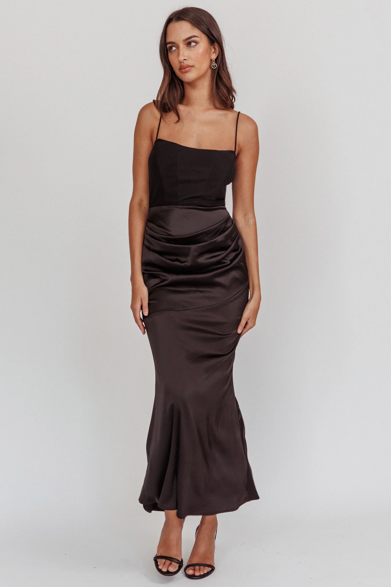 Morella Draped Waist Maxi Dress Black - Image 3