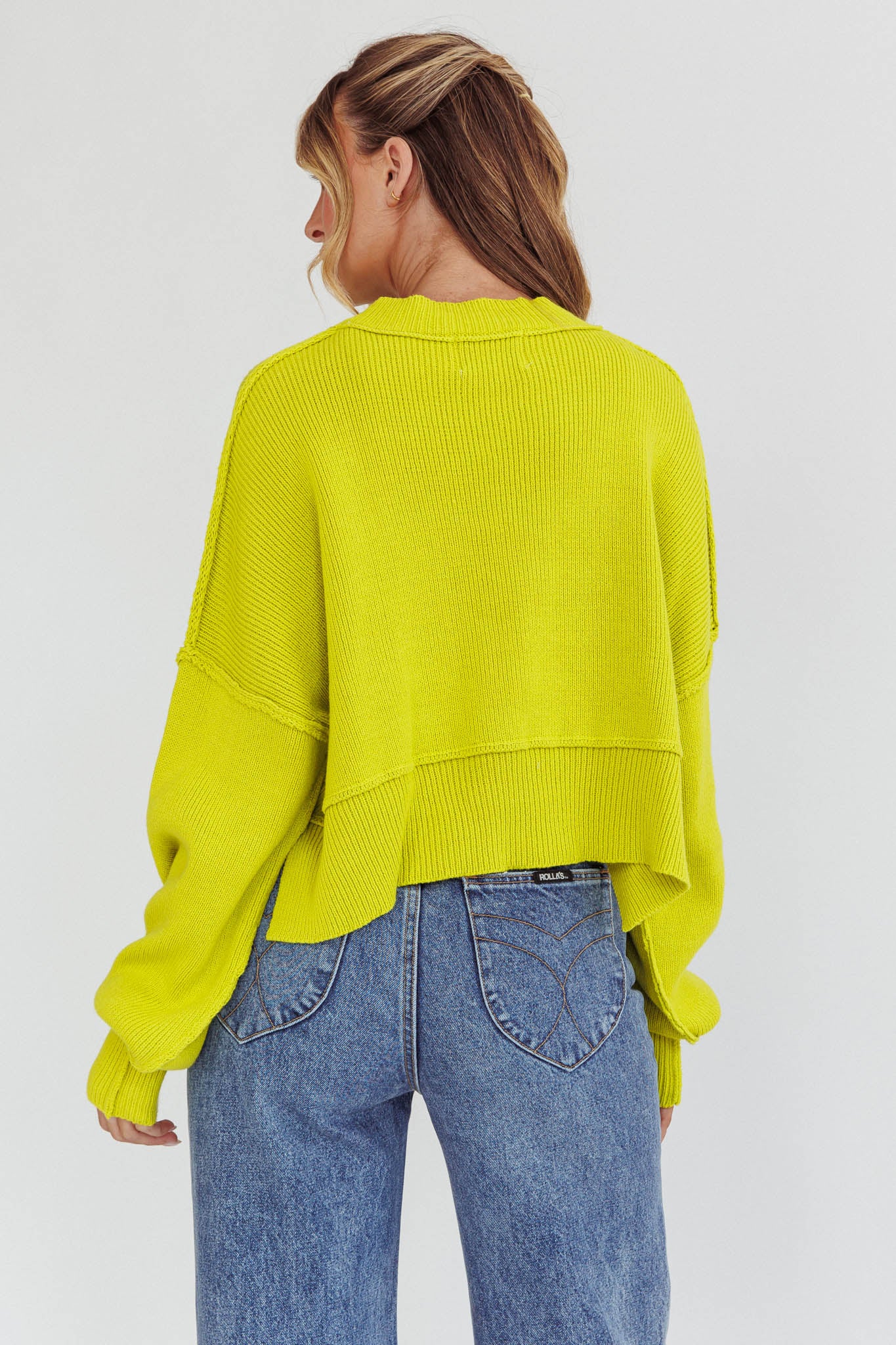 Morning Frost Crop Ribbed Knit Sweater Green - Image 2