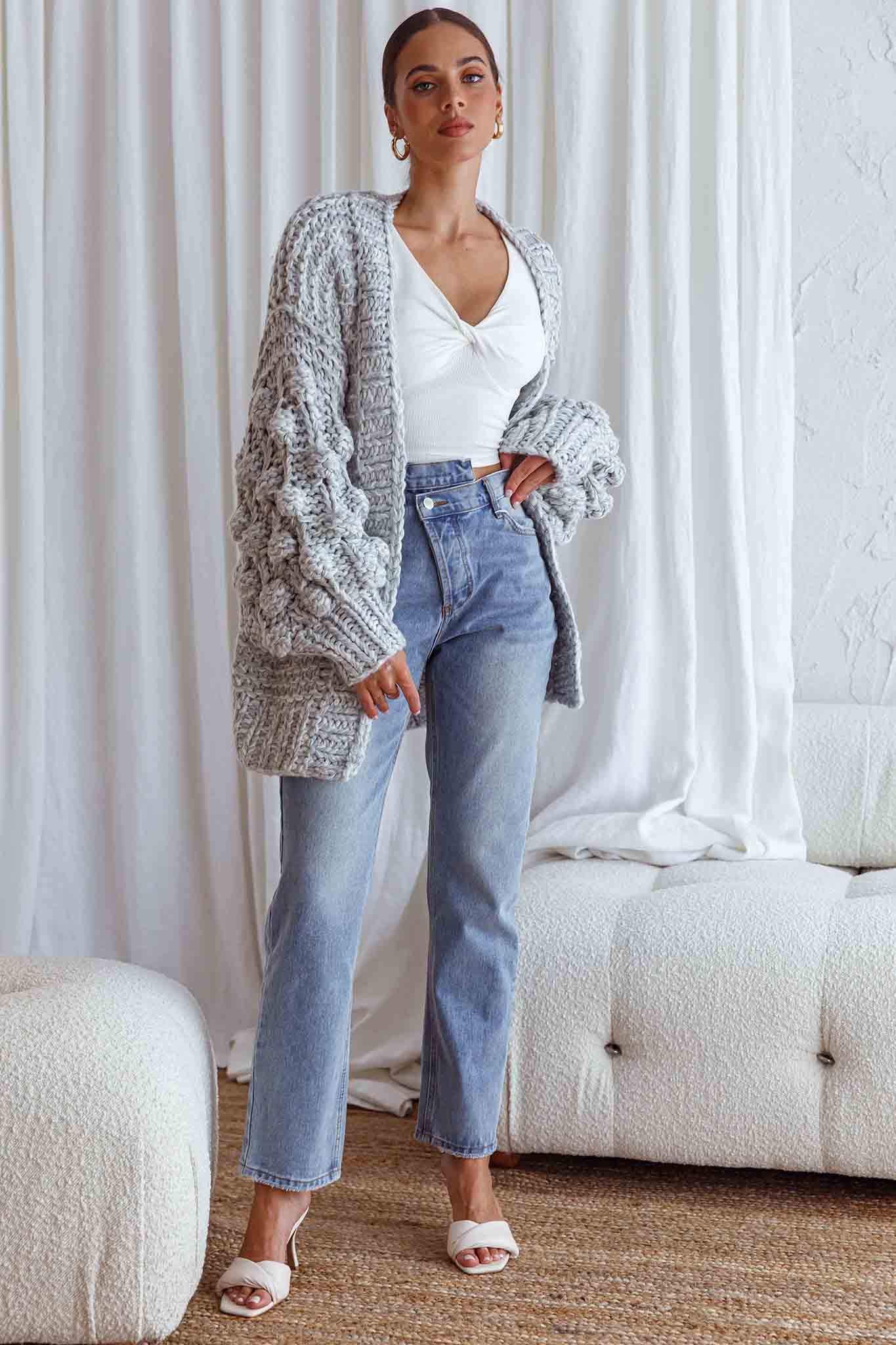 Moscow Chunky Knit Oversized Cardigan Marble - Image 5