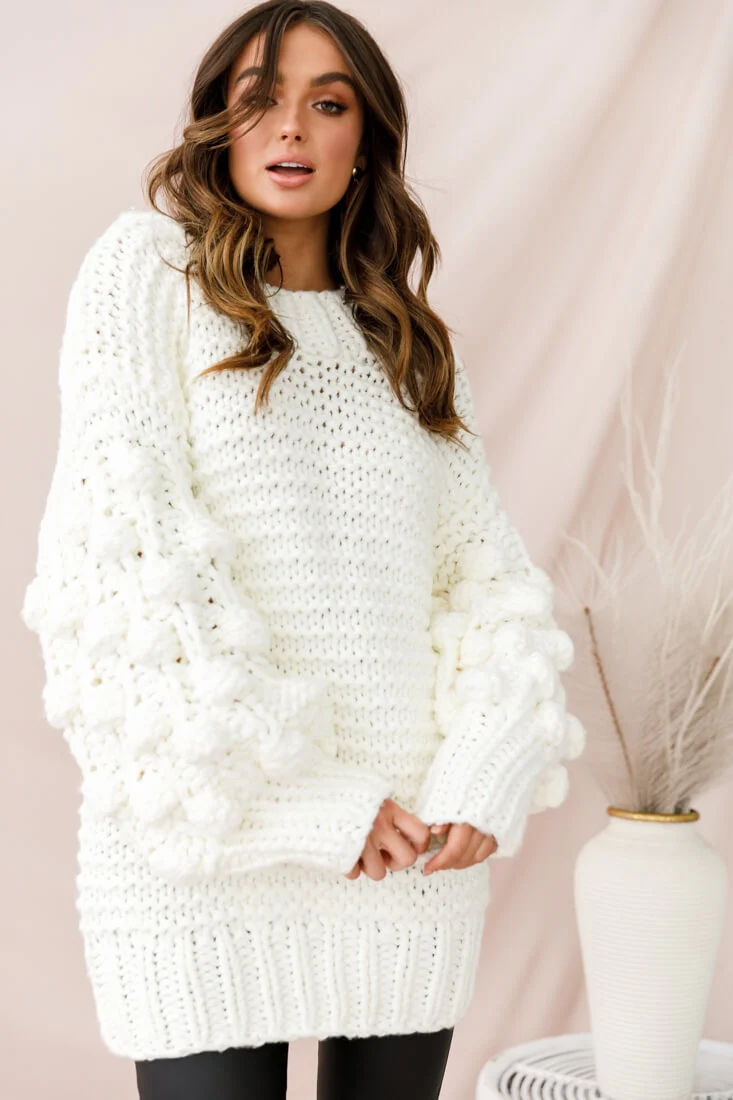 Moscow Chunky Knit Oversized Sweater White - Image 2