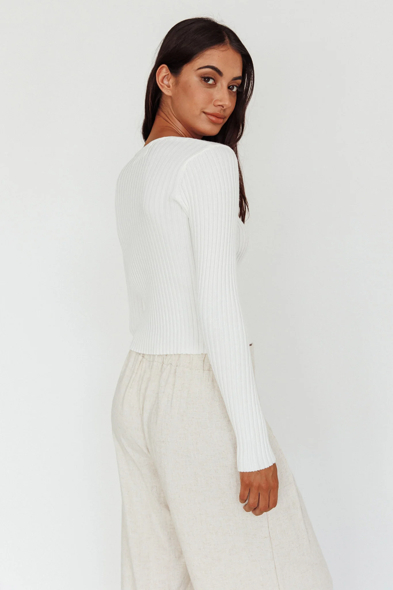 Mosey Long Sleeve Knit Top Ivory - Image 2