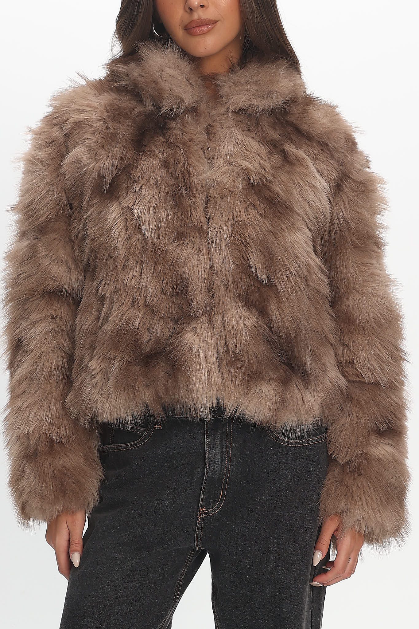 Moving On Faux Fur Coat Mocha - Image 5