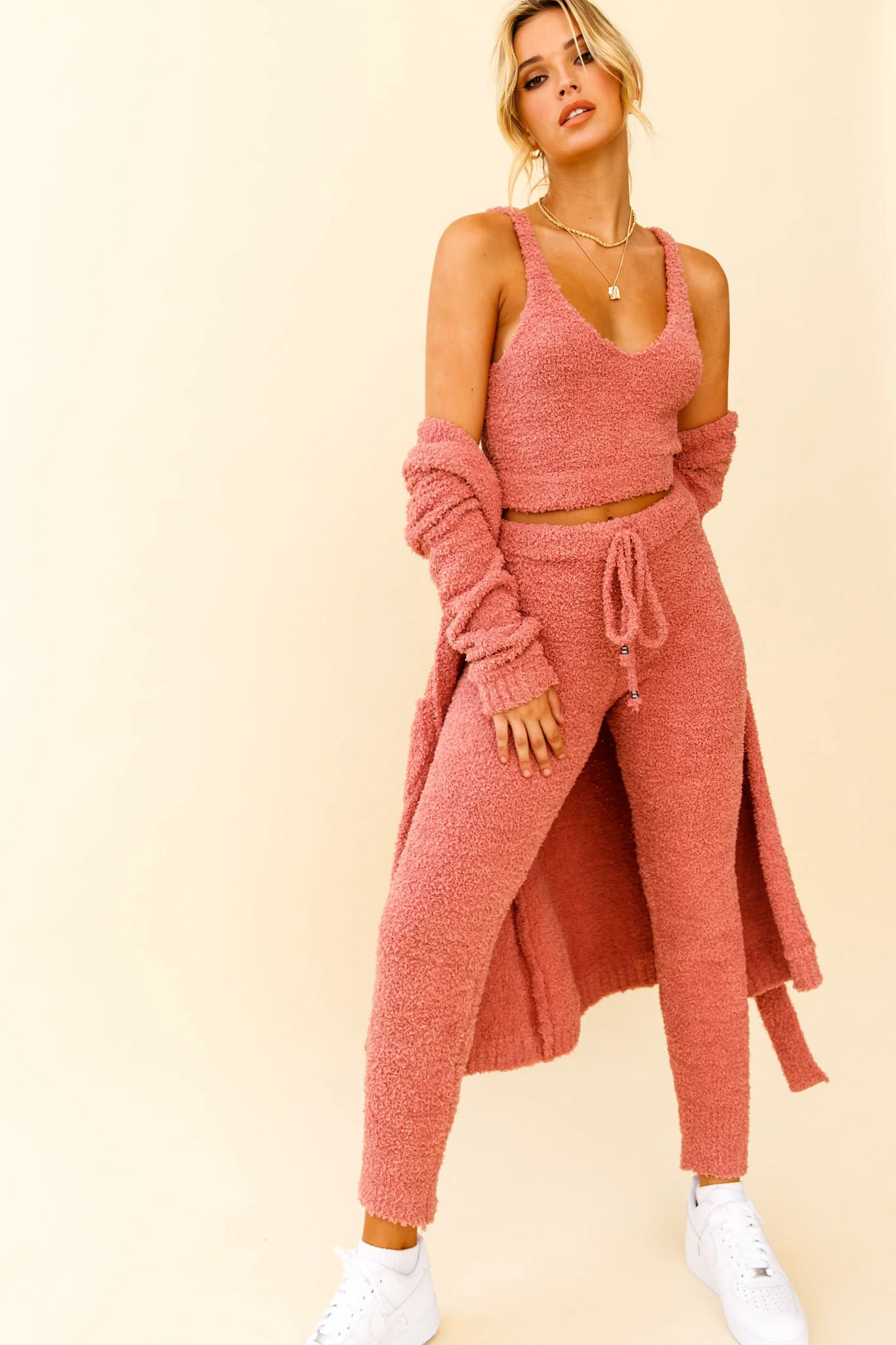 My Girl Fuzzy Knit Jogger Pants Rose - Image 5